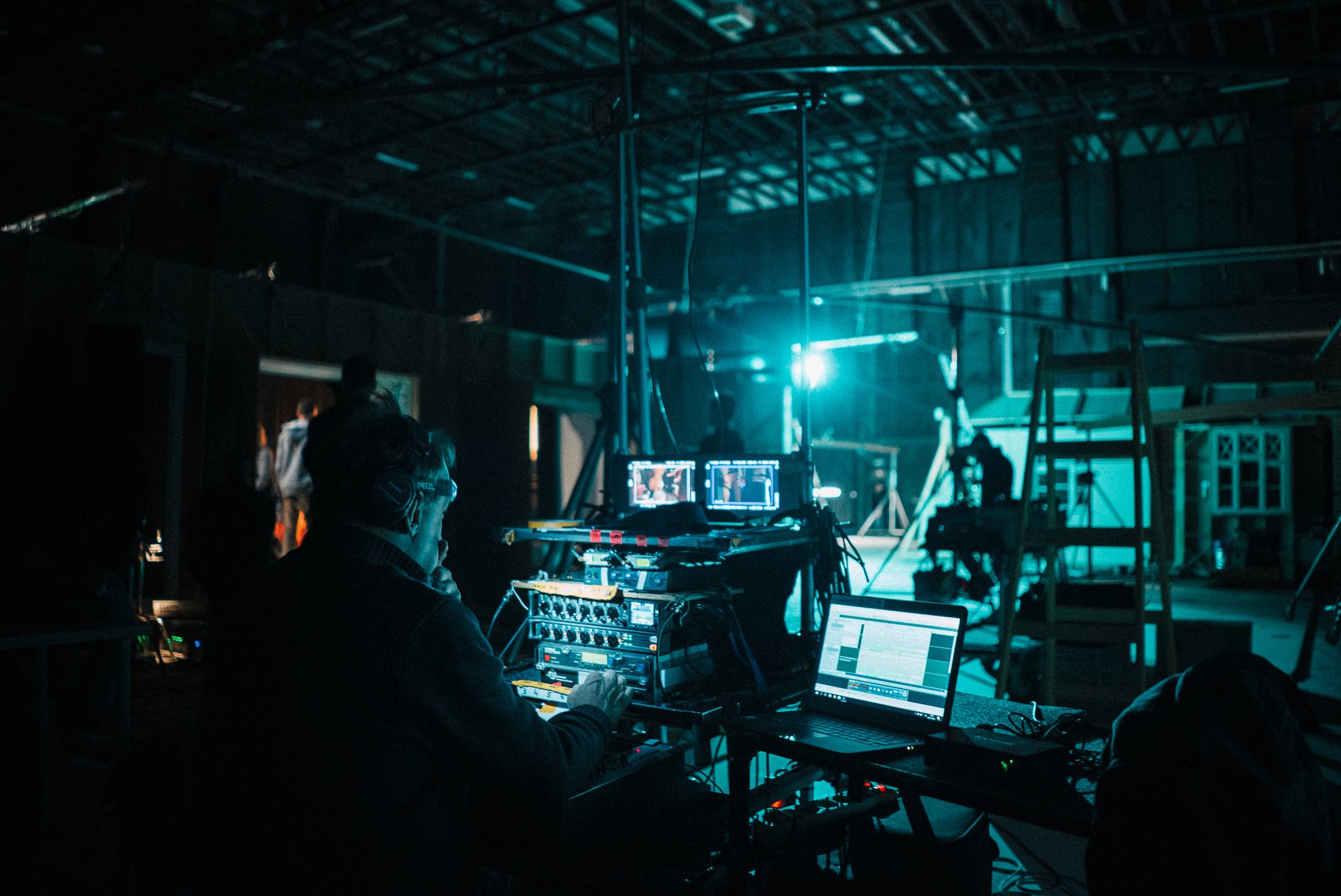 A Man Working in a Film Set